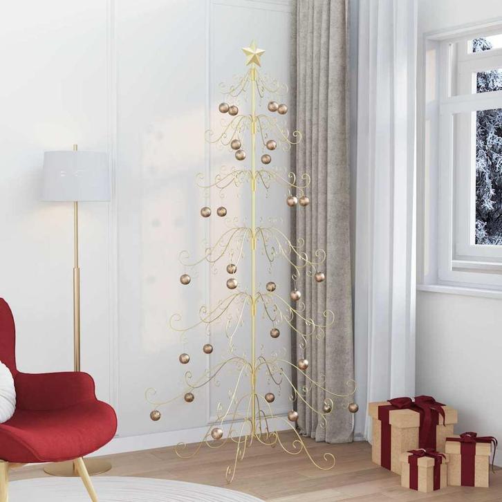 vidaXL Metalen kerstboom met standaard Goud 215 cm, Diversen, Kerst, Nieuw, Verzenden