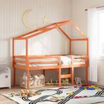 vidaXL Hoogslaper met dak massief grenenhout wasbruin 90x190, 90 cm, Eenpersoons, Bruin, Verzenden