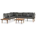 vidaXL 4-delige Loungeset met kussens massief acaciahout, 4 zitplaatsen, Verzenden, Nieuw, Loungeset