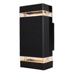 LED Buiten Wandlamp | 2x GU10 | Zwart | IP54 | Dimbaar, Ophalen of Verzenden, Nieuw, Aluminium