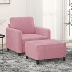 vidaXL Fauteuil met voetenbank 60 cm fluweel roze, Eenpersoons, Verzenden, Nieuw, Minder dan 150 cm