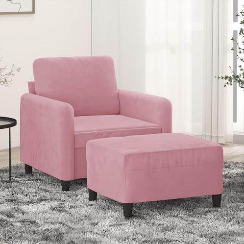 vidaXL Fauteuil met voetenbank 60 cm fluweel roze, Huis en Inrichting, Banken | Bankstellen, Nieuw, Minder dan 150 cm, Stof, Eenpersoons