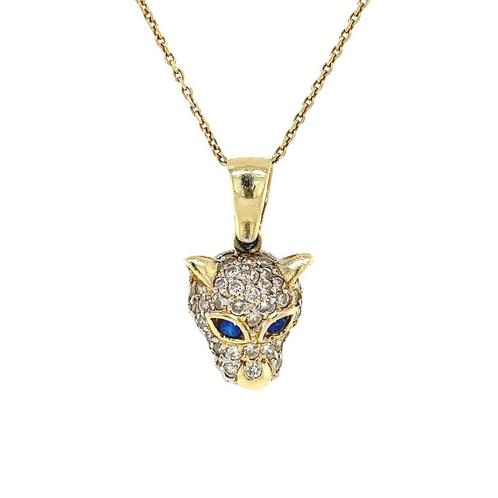 Panter hanger met zirkonia 12 krt, Sieraden, Tassen en Uiterlijk, Kettinghangers, Nieuw, Ophalen of Verzenden