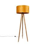 Landelijke tripod vintage hout met kap goud 50 cm - Tripod, Huis en Inrichting, Lampen | Vloerlampen, Nieuw, Overige materialen