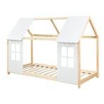 Kinderbed Tostedt huisbed grenen houtkleurig en wit 90x200 c, Huis en Inrichting, Slaapkamer | Bedden, Verzenden, Nieuw