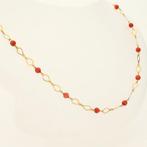 Halsketting - 18 karaat Geel goud - Bloedkoraal, Sieraden, Tassen en Uiterlijk, Kettingen, Nieuw
