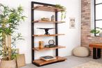 Massieve boekenkast MAMMUT 178cm acaciazwart vijf planken -, Huis en Inrichting, Ophalen of Verzenden, Nieuw