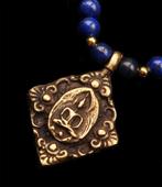 Lapis lazuli - Boeddhistische ketting - Sereine Boeddha:, Antiek en Kunst