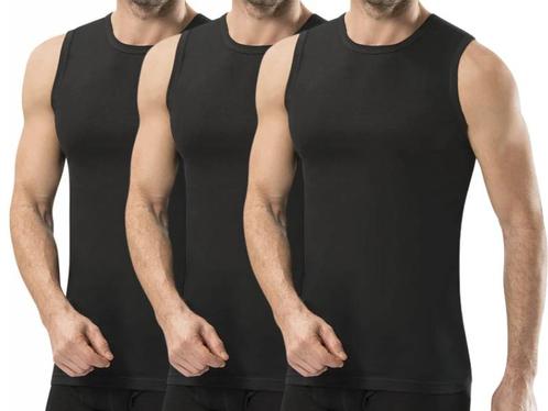 3 stuks SQOTTON® A-shirt - O-neck - mouwloos - Zwart, Kleding | Heren, Ondergoed, Verzenden