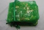 Cadeauzakje giftbag organza golden butterfly appelgroen 7x9, Ophalen of Verzenden, Nieuw