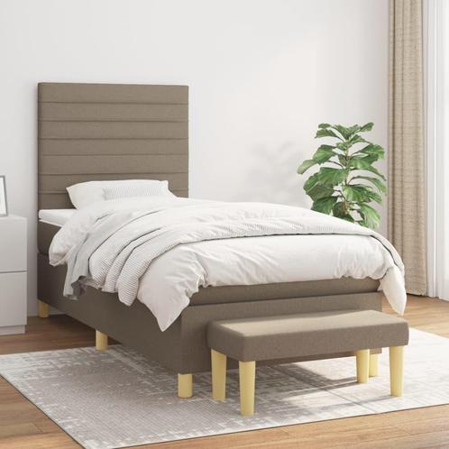 vidaXL Boxspring met matras stof taupe 100x200 cm, Huis en Inrichting, Slaapkamer | Bedden, 100 cm, 200 cm, Eenpersoons, Nieuw