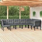 vidaXL 8-delige Loungeset poly rattan zwart en grijs, Tuin en Terras, Verzenden, Nieuw, 8 zitplaatsen, Loungeset
