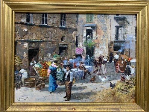 Francesco Tammaro (1939) - Piccolo mercato, Antiek en Kunst, Kunst | Schilderijen | Klassiek