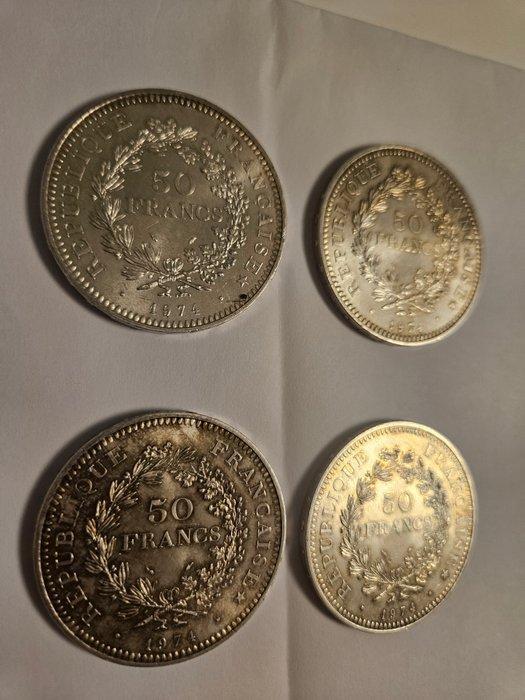 Frankrijk. 50 Francs 1974 Hercule (lot de 4 monnaies en, Postzegels en Munten, Munten | Europa | Niet-Euromunten