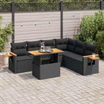 vidaXL 7-delige Loungeset met kussens poly rattan acacia, Verzenden, Nieuw, Rotan, Loungeset
