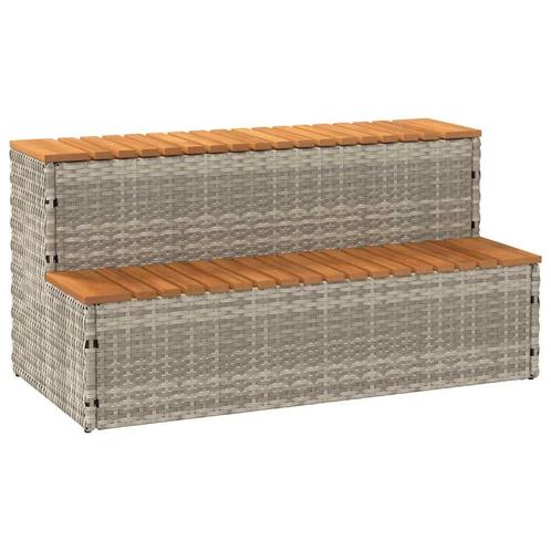 vidaXL Hottub-opstap 100x50x50,5 cm poly rattan&massief, Tuin en Terras, Zwembad-toebehoren, Nieuw, Verzenden