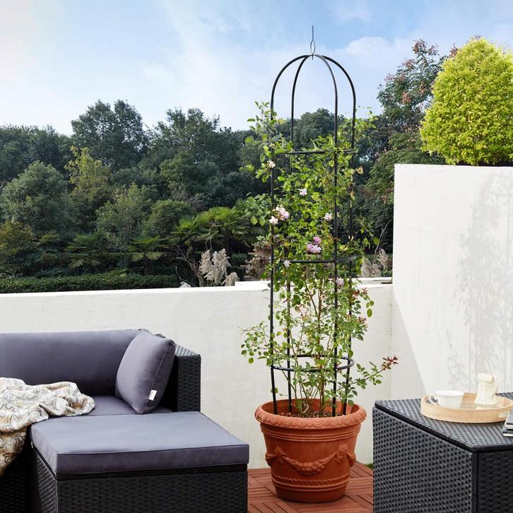 Rozenkolom Zwart 200x40cm (Tuinbogen pergola, Partytenten), Tuin en Terras, Tuinpoorten, Nieuw, Verzenden