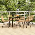 vidaXL 7-delige Tuinset poly rattan, 6 zitplaatsen, Nieuw, Tuinset, Verzenden