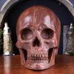 Prachtige schedel in bruine jaspis - Gesneden schedel -, Antiek en Kunst, Curiosa en Brocante