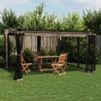 vidaXL Prieel met zijwanden van gaas 4x3 m staal taupe, Tuin en Terras, Partytenten, Verzenden, Nieuw