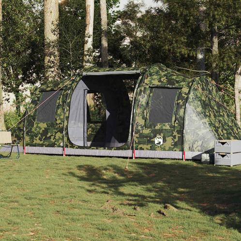 vidaXL Tunneltent 4-persoons waterdicht camouflage, Caravans en Kamperen, Tenten, Nieuw, tot en met 2, Verzenden