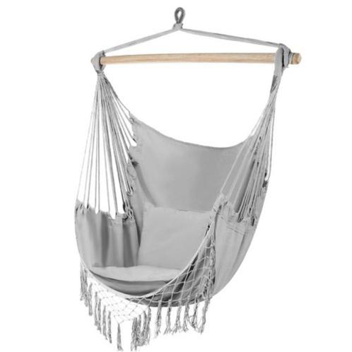 Ruhhy Grijze Braziliaanse hangstoel met kussens - perfect..., Tuin en Terras, Tuinmeubel-accessoires, Nieuw, Ophalen of Verzenden