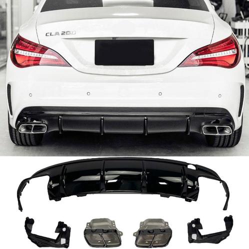 Diffusor + uitlaatsierstukken (ZWART) CLA 45 voor Mercedes C, Auto-onderdelen, Carrosserie en Plaatwerk, Nieuw, Ophalen of Verzenden