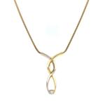 Gouden slang collier met diamant 42.5 cm 18 krt, Sieraden, Tassen en Uiterlijk, Kettingen, Met hanger, Verzenden, Wit, Zo goed als nieuw