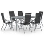vidaXL 7-delige Tuinset aluminium zilverkleurig en zwart, Tuin en Terras, Verzenden, 6 zitplaatsen, Tuinset, Nieuw