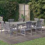 vidaXL 9-delige Tuinset massief acaciahout grijs, Tuin en Terras, Verzenden, Nieuw, 8 zitplaatsen, Tuinset