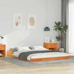 vidaXL Bedframe Wasbruin 140 x 220 cm Massief grenenhout, Huis en Inrichting, Slaapkamer | Bedden, Verzenden, Nieuw, Bruin, Hout