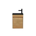 Fonteinmeubel Antonio 40cm eiken met mat zwarte wastafel, Verzenden, Nieuw