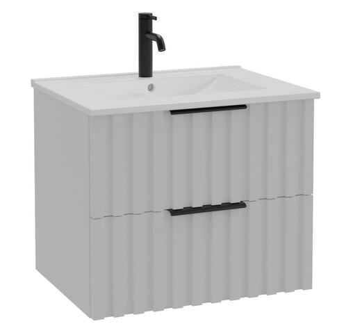 Badkamermeubel Set Fraser 60cm - Hoogglans wit - Met 2 lades, Huis en Inrichting, Badkamer | Badkamermeubels, Nieuw, Wastafelkast