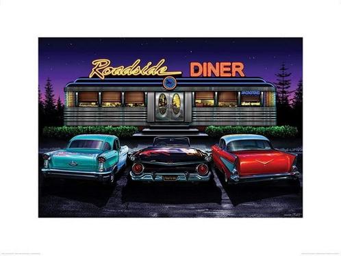 Kunstdruk Roadside Diner Helen Flint 80x60cm, Huis en Inrichting, Woonaccessoires | Schilderijen, Tekeningen en Foto's, Nieuw