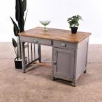 Vintage bureau hout | Oud bureau | Houten bureau grijs