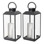Set van 2 Newport Windlicht Zwart Large Tuinaccessoires, Huis en Inrichting, Verzenden, Nieuw, Modern