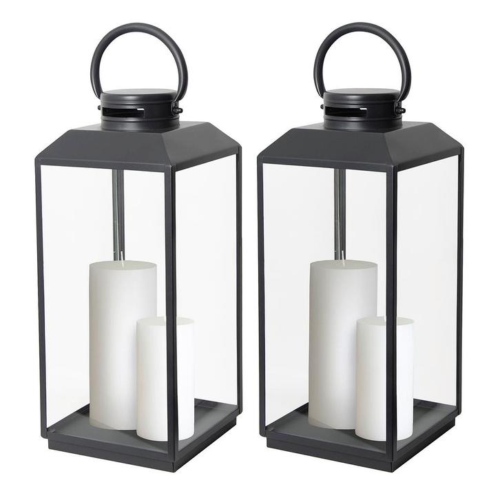 Set van 2 Newport Windlicht Zwart Large Tuinaccessoires, Huis en Inrichting, Lampen | Overige, Verzenden