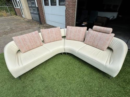 Hoekbank LEOLUX Vol de Reve bankstel leer/stof design bank, Huis en Inrichting, Banken | Bankstellen, Hoekbank, Zo goed als nieuw