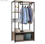 Houten Metalen Kapstok – Vloerstaand Kledingrek met Opbergka, Verzenden, Nieuw