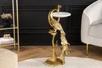 Ronde bijzettafel WILDLIFE PEACOCK 75cm Goud Antiek Wit, Huis en Inrichting, Ophalen of Verzenden, Nieuw