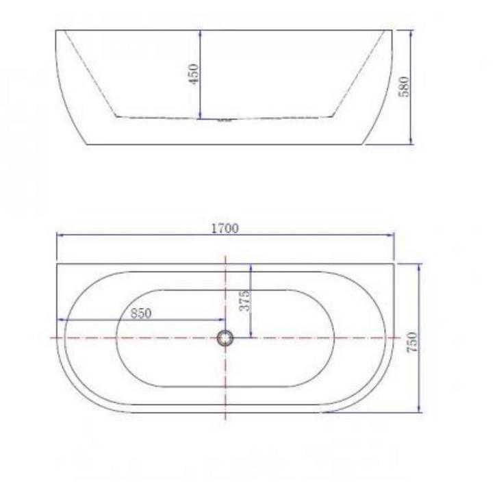 Wiesbaden Wall half-vrijstaand acryl ligbad 170x75+waste wit, Doe-het-zelf en Verbouw, Sanitair, Ophalen of Verzenden