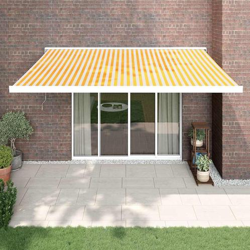 vidaXL Luifel uittrekbaar 4x3 m stof en aluminium geel en, Tuin en Terras, Zonneschermen, Nieuw, Verzenden