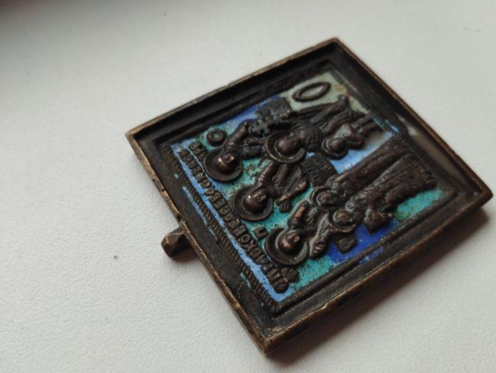 Reis-icoon - Zeven heiligen - Brons, Emaille, Antiek en Kunst, Kunst | Niet-Westerse kunst