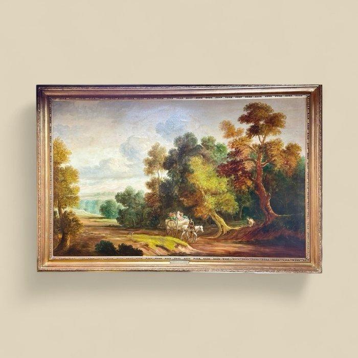 Europese school (XIX) - Paisaje costumbrista, Antiek en Kunst, Kunst | Schilderijen | Klassiek