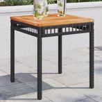vidaXL Tuintafel 38x38x42 cm poly rattan en acaciahout zwart, Tuin en Terras, Tuintafels, Verzenden, Nieuw