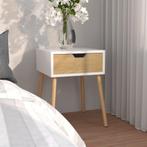 vidaXL Nachtkastje 40x40x56 cm bewerkt hout wit en sonoma, Huis en Inrichting, Minder dan 45 cm, Verzenden, Nieuw, 55 tot 70 cm