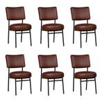 Set van 6 Leren eetkamerstoelen Rondo - Granada Cognac, Ophalen of Verzenden, Nieuw, Leer