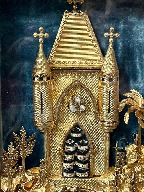 Reliekhouder - Glas, Hout, Papier, Textiel - 1850-1900 -, Antiek en Kunst, Kunst | Niet-Westerse kunst