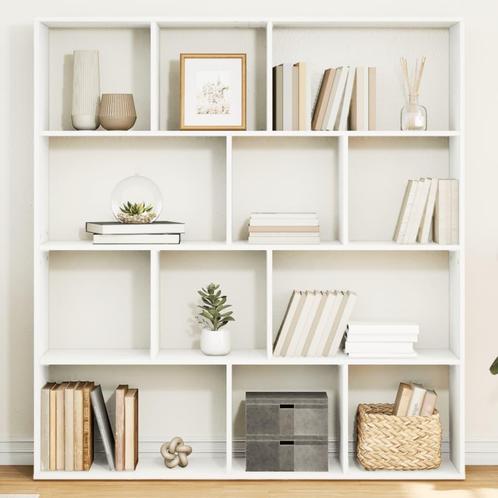 vidaXL Boekenkast 132x29x141,5 cm bewerkt hout wit, Huis en Inrichting, Kasten | Boekenkasten, 75 cm of meer, Nieuw, Overige houtsoorten