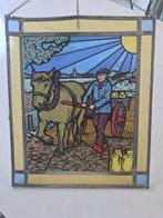 Glas-in-loodraam - 1950-1960 - Boer met paard en kar